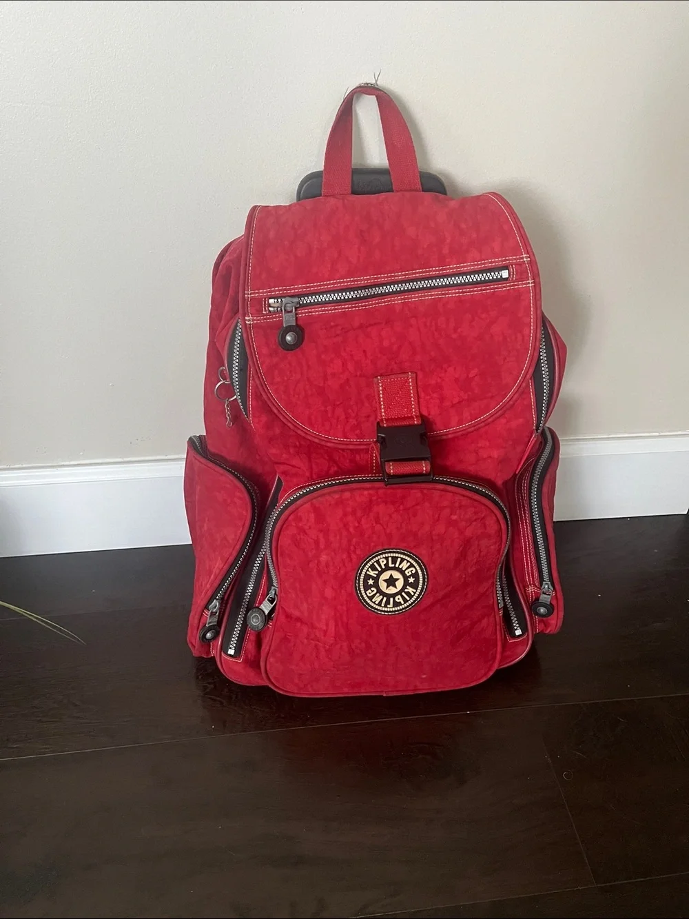 Kipling Alcatraz Red wheeling backpack